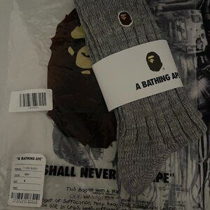 BAPE A Bathing Ape Head Embroidered Crew Socks One Pair Gray M